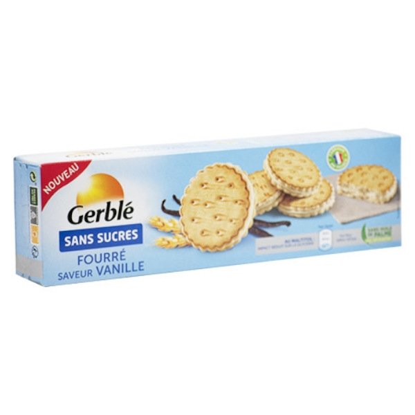 Gerblé Sans Sucre Biscuits Fourrés Vanille 185